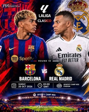 Real Madrid va Barselona Jonli efir 25.10.2026